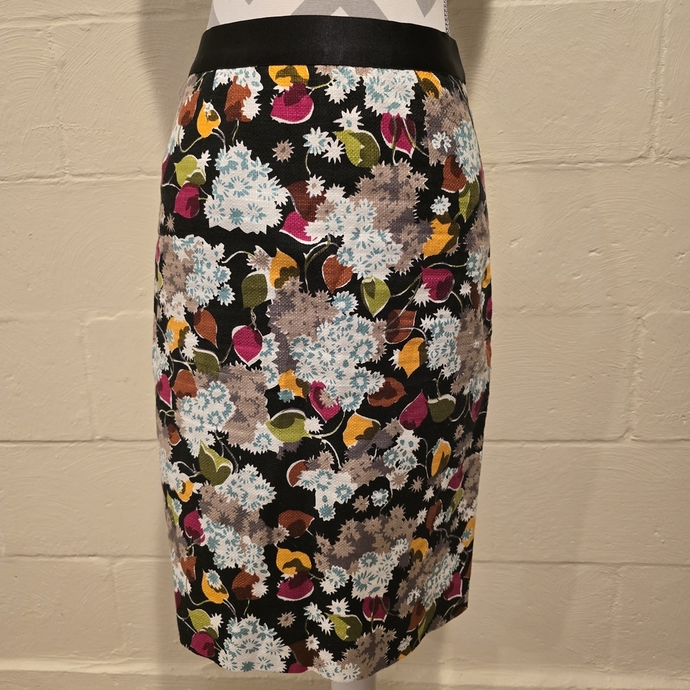 Anthropologie GIRLS FROM SAVOY Midi Pencil Skirt Floral Linen Blend Size 2. - Picture 2 of 13